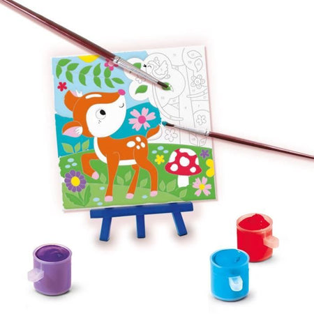 Dipingi con i numeri su tela - 3 animali della foresta - SES CREATIVE