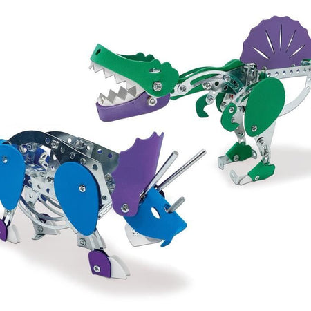 Kit di costruzione di dinosauri in metallo - Triceratops e Spinosaurus