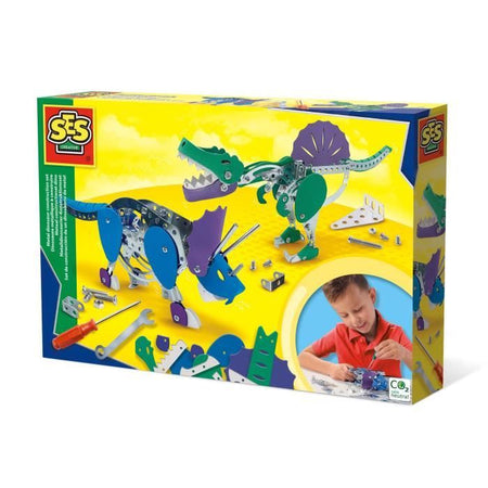Kit di costruzione di dinosauri in metallo - Triceratops e Spinosaurus