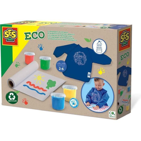SES CREATIVE - Kit per pittura con le dita con grembiule Eco - 100% riciclato
