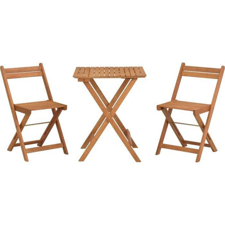 Set di legno Acacia FSC - composto da un tavolo quadrato e 2 sedie pieghevoli