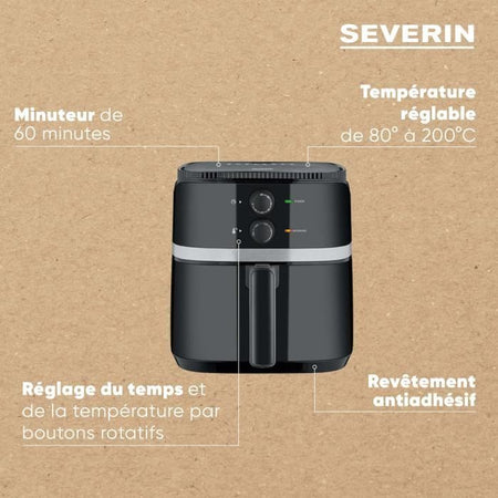 Friggitrice ad aria calda SEVERIN FR2452 - 5L - Friggitrice senza olio - Multicooker - Tempo e termostato regolabili - Nero