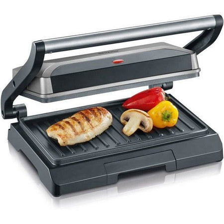 SEVERIN KG2394 Grill multifunzione compatto: carne - panini - verdure - piatti antiaderenti 23x14-5 cm - raccogli grassi