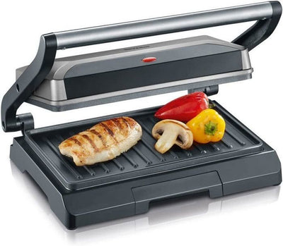 SEVERIN KG2394 Grill multifunzione compatto: carne - panini - verdure - piatti antiaderenti 23x14-5 cm - raccogli grassi