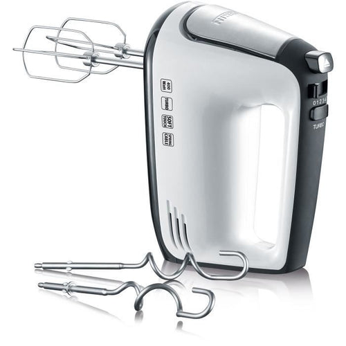 SEVERIN HM3830 Mescolatore elettrico: mescola, batti, impasta - 5 velocità + funzione turbo, 1600 giri / min, 2 fruste e ganci in acciaio inox