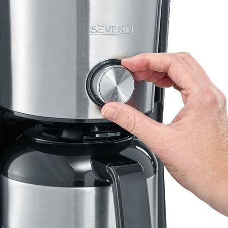 SEVERIN KA4845 TypeSwitch Caffettiera con filtro isotermico, Selettore di aromi, 8 tazze, Capacità: 1 L, Potenza: 1000 W, Acciaio inossidabile / Nero