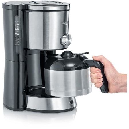 SEVERIN KA4845 TypeSwitch Caffettiera con filtro isotermico, Selettore di aromi, 8 tazze, Capacità: 1 L, Potenza: 1000 W, Acciaio inossidabile / Nero
