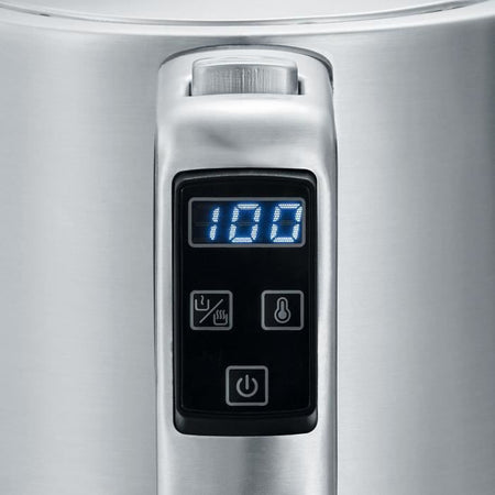 SEVERIN WK3418 Bollitore 1,7 L con temperatura regolabile fino a 100  C, incrementi di 5  C, display LCD, senza bisfenolo A, base 360 , acciaio inossidabile