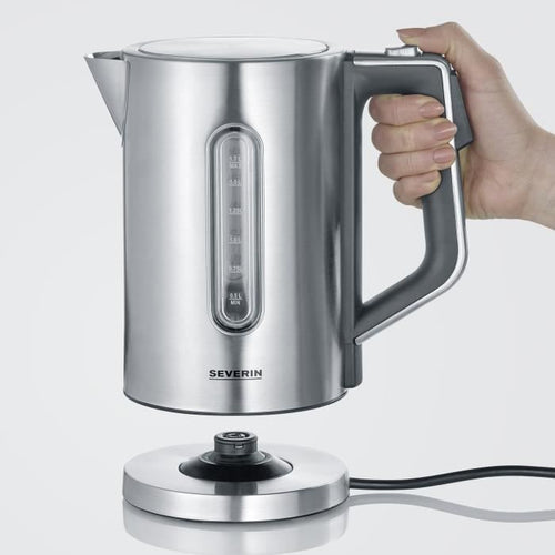 SEVERIN WK3418 Bollitore 1,7 L con temperatura regolabile fino a 100  C, incrementi di 5  C, display LCD, senza bisfenolo A, base 360 , acciaio inossidabile
