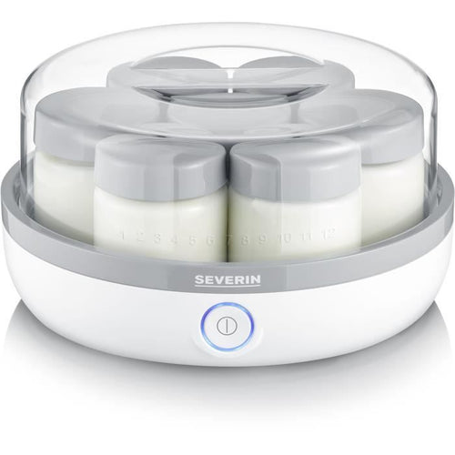 SEVERIN JG 3518 Yourtiere 7 vasi da 150 ml ciascuno, pratici e compatti, 100% BPA free, promemoria graduazione, avvolgicavo, 13 W