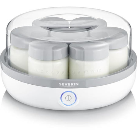 SEVERIN JG 3518 Yourtiere 7 vasi da 150 ml ciascuno, pratici e compatti, 100% BPA free, promemoria graduazione, avvolgicavo, 13 W