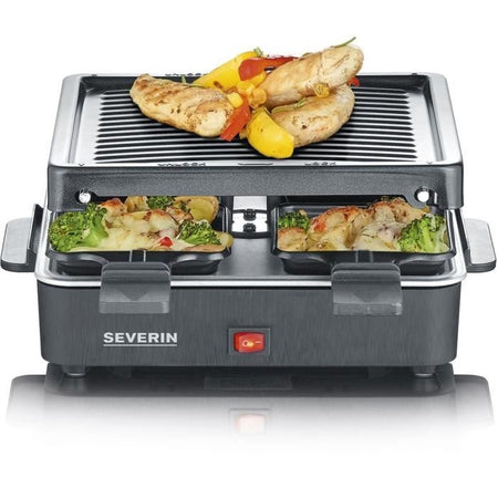 SEVERIN Raclette Grill 4 persone compatto, facile da riporre, ideale per piccole famiglie, superficie di cottura 21 x 21 cm, RG 2370