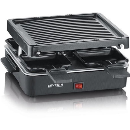 SEVERIN Raclette Grill 4 persone compatto, facile da riporre, ideale per piccole famiglie, superficie di cottura 21 x 21 cm, RG 2370