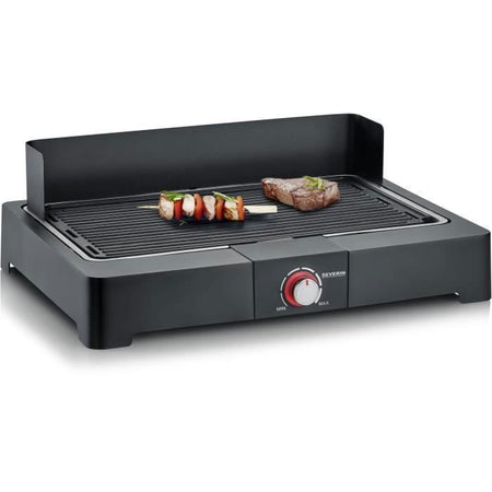 Severin - PG8567 - Barbecue da tavolo elettrico, 2.200 W, ghisa in alluminio fuso, fumio e canotta d'acqua dell'odore, noi