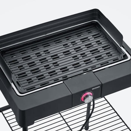 SEVERIN - PG8568 - Barbecue elettrico a libera installazione, 2200 W, griglia in alluminio pressofuso, vaschetta per l'acqua che riduce i fumi e gli odori, no
