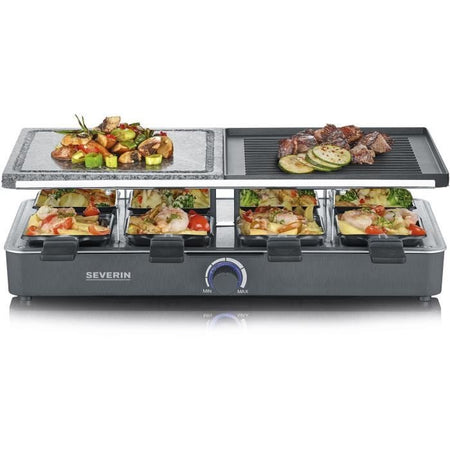Gril Severin Raclette - RG2376 - 8 persone - Pietra di cottura naturale e piastra reversibile non -stick - termostato regolabile