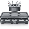 Combo Raclette-Fondue - SEVERIN - RG2347 - 8 persone - Caquelon con 8 forchette e 8 spatole - Nero