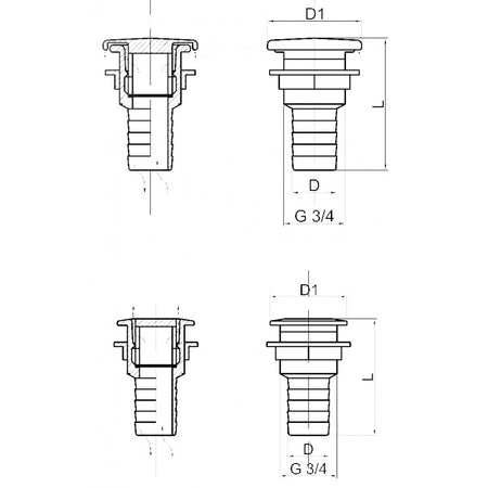 Sfiato Incasso Dritto Pg. Ø Mm.19
