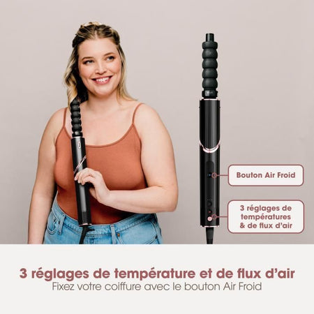 Asciugacapelli e piega 2 in 1 - SHARK FLEXSTYLE - HD426EU - 3 accessori - Nero e oro rosa - 1400 W