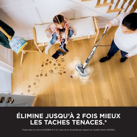 SHARK S8201EU Steam Mop - Mocio a vapore automatico - 2 cuscinetti rotanti - 3 impostazioni di vapore - Rimuove macchie e sporco