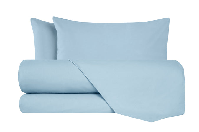 Completo letto lenzuola flanella caldo cotone 100% cotone Made in Italy CELESTE