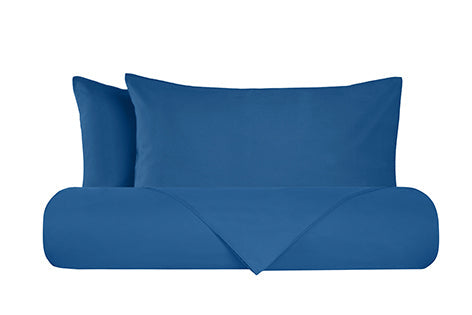Set Letto Federe Parure Letto Flanella Caldo Cotone 100% Cotone Made In Italy BLU