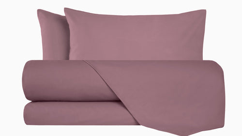 Completo letto lenzuola flanella caldo cotone 100% cotone Made in Italy  PRUGNA