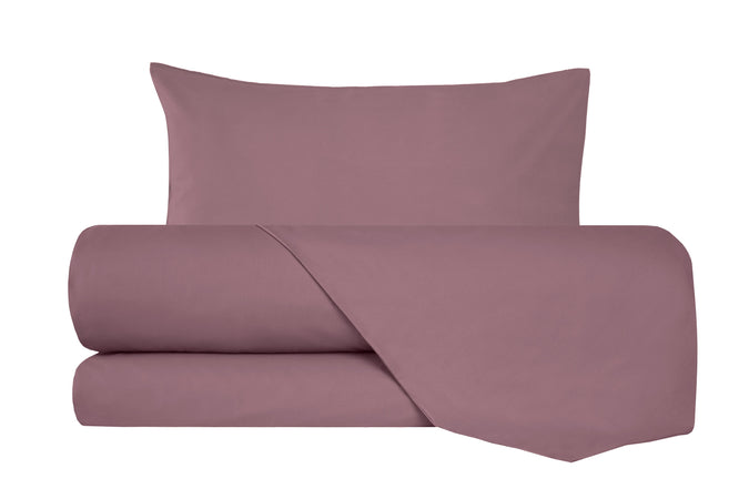 Completo letto lenzuola flanella caldo cotone 100% cotone Made in Italy  PRUGNA