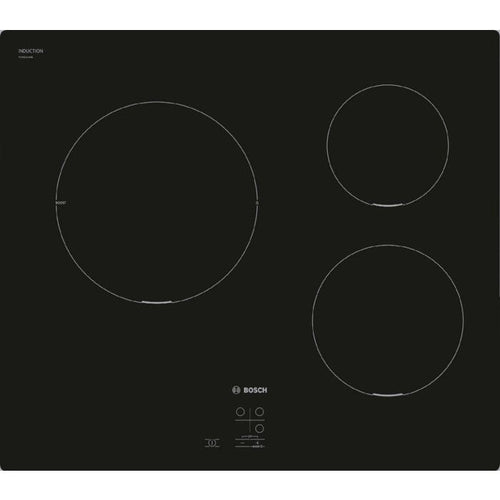 Piano cottura a induzione - BOSCH Serie 2 - 3 fuochi - 52,2 x 59,2 x 5,1 cm - PUC611AA5E - Nero