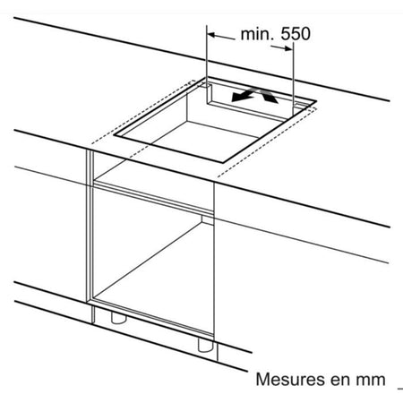 Piano cottura a induzione - BOSCH Serie 2 - 3 fuochi - 52,2 x 59,2 x 5,1 cm - PUC611AA5E - Nero