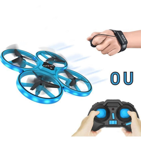 FLASHING DRONE - Mini drone con LED - FLYBOTIC - Mando a distancia clásico + mando a distancia con movimiento de mueca - Looping 360