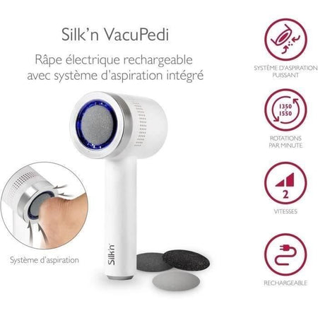 Silk'n Vacupedi - Rimuovi-calli elettrico con aspirazione integrata e 2 lime incluse