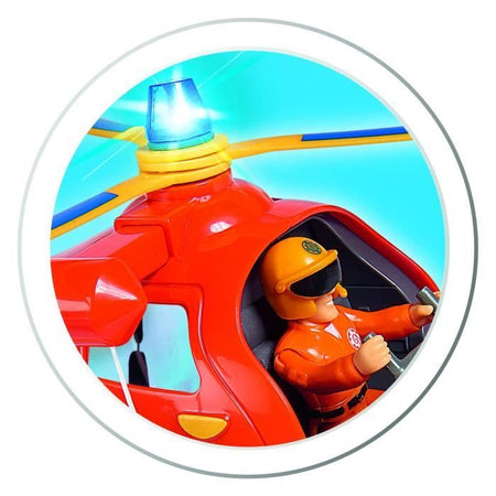 Simba - Sam il Pompiere - Elicottero Wallaby - 1 statuetta e 5 accessori - Funzione suono e luce