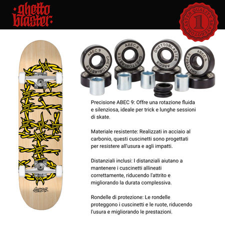 Skateboard Ghettoblaster per iniziare Barbed Wire Natural 8.375"