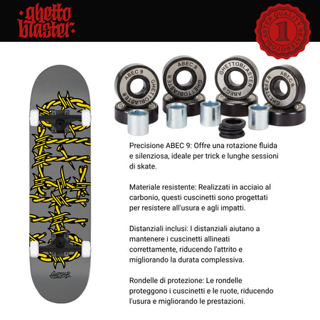Skateboard Ghettoblaster per iniziare Barded Wire grey 7.87"