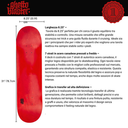 Skateboard Ghettoblaster Tavola Small Logo Red 8.25""