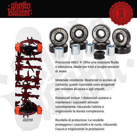 Skateboard Ghettoblaster per iniziare Barded Wire Red  8.25"