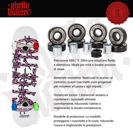 Skateboard Ghettoblaster per iniziare Barded Wire Pink 8.125"