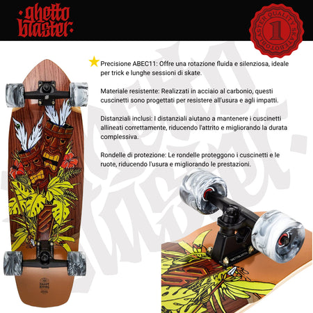 Skateboard Ghettoblaster Surfskate Tiki Token Mogano  32" 9.875"