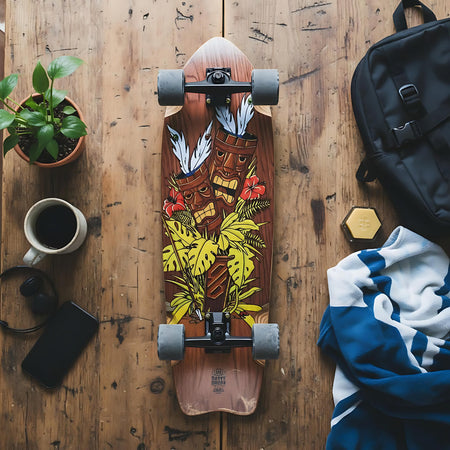 Skateboard Ghettoblaster Surfskate Tiki Token Mogano  Fish tail 32" 9.875"