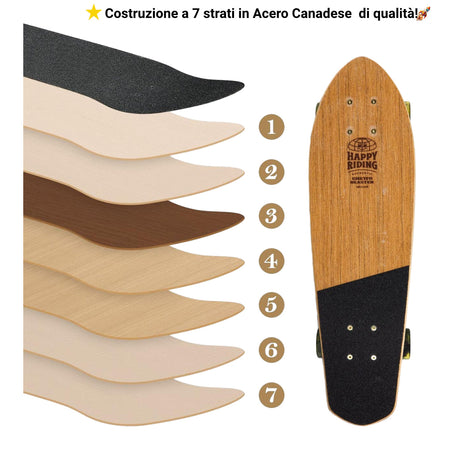 Skateboard Cruiser Ghettoblaster  Teak Geroglific  26" -7,25"