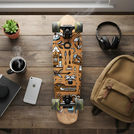 Skateboard Cruiser Ghettoblaster  Teak Geroglific  26" -7,25"