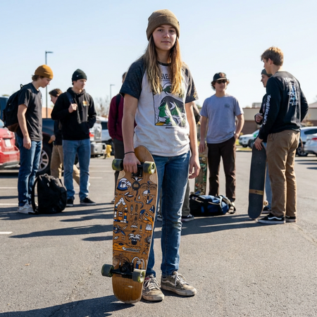 Skateboard Cruiser Ghettoblaster  Teak Geroglific  32" -9,125"