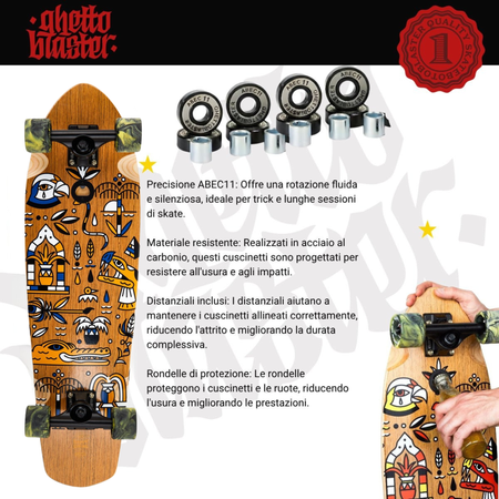 Skateboard Cruiser Ghettoblaster  Teak Geroglific  32" -9,125"