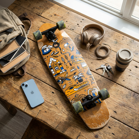 Skateboard Cruiser Ghettoblaster  Teak Geroglific  32" -9,125"
