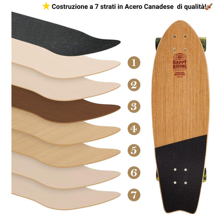 Skateboard Cruiser Ghettoblaster  Teak Geroglific  Fidh tail 33" -9,5"