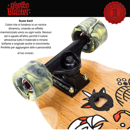 Skateboard Cruiser Ghettoblaster  Teak Geroglific  Fidh tail 33" -9,5"