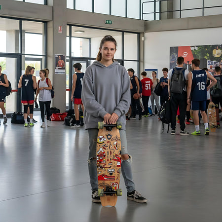 Skateboard Cruiser Ghettoblaster  Teak Geroglific  Fidh tail 33" -9,5"