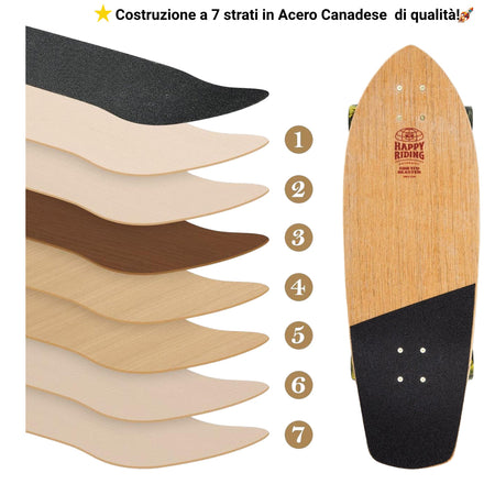 Skateboard Ghettoblaster Surfskate Teak Snake Head  30" 9.75"