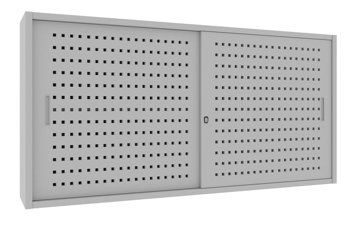 Armadio basso archiviazione con ante forate scorrevoli cm. 180x37,5x90H